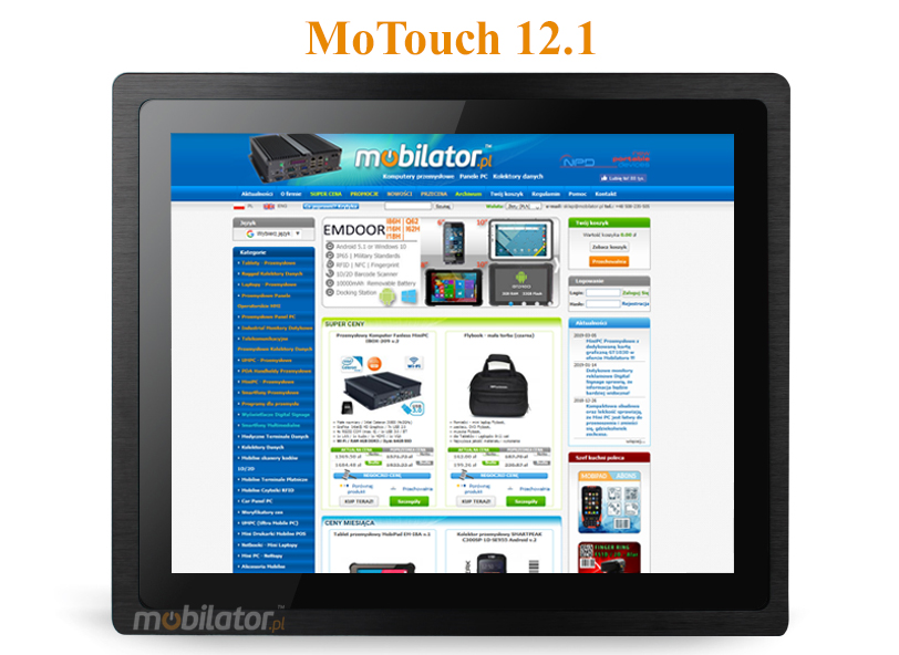 MoTouch 12.1 -  Industrial Monitor with IP65 on front cover capacitive 12.1 LED mobilator.pl New Portable Devices DVI VGA HDMI