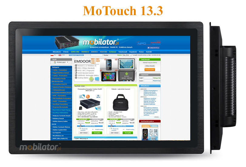 MoTouch 13.3 -  Industrial Monitor with IP65 on front cover capacitive 13.3 LED mobilator.pl New Portable Devices DVI VGA HDMI
