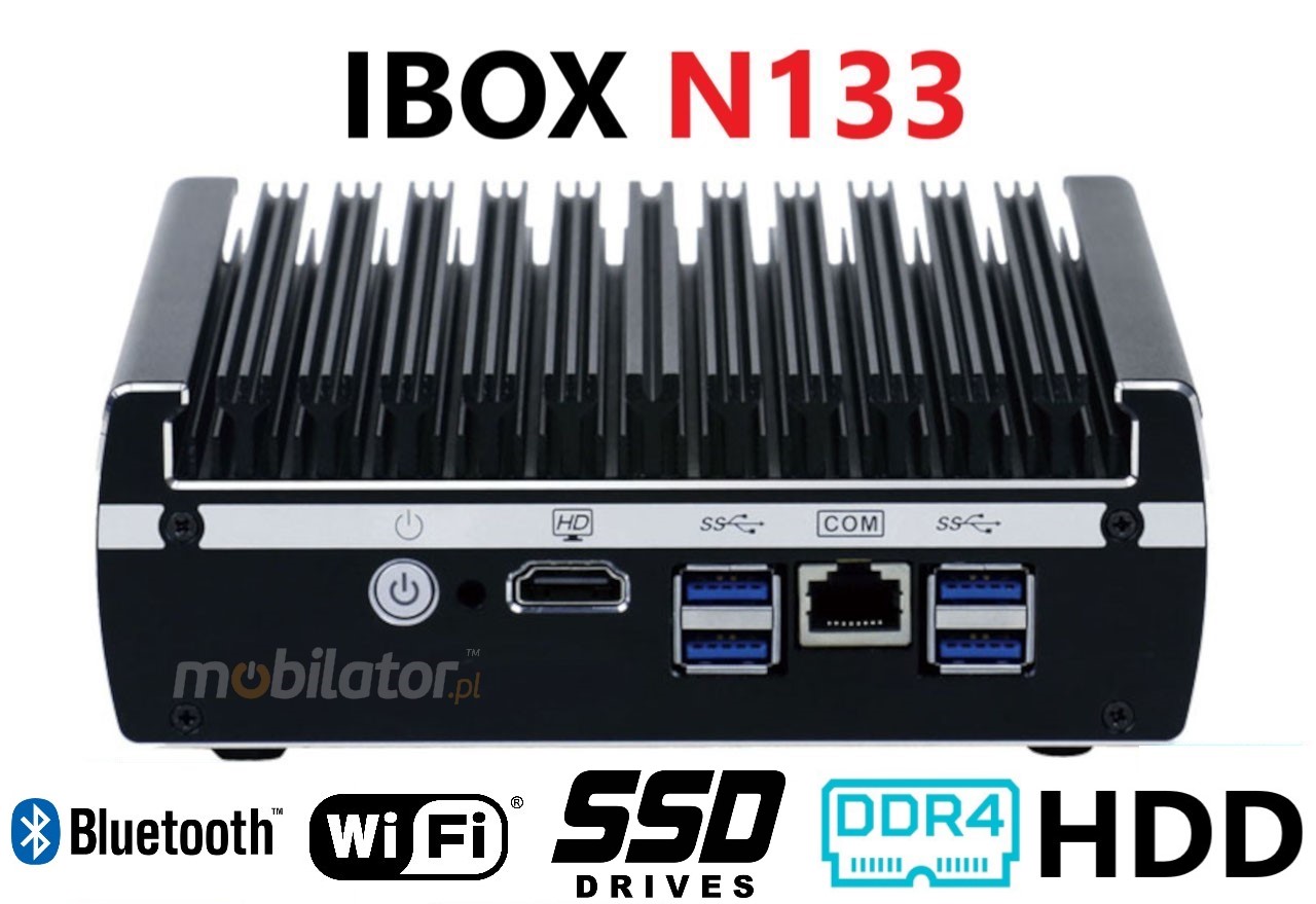  IBOX N133 v.17, industrial small fast reliable fanless industrial small LAN INTEL i3 HDD SSD DDR4 WIFI BLUETOOTH