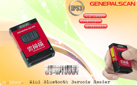 GENERALSCAN GS-M100BT Bluetooth 3.0 Generalscan Skaner 1D Laser Bezprzewodowy Bluetooth 3.0 Porczny Kompatybilny Windows Android IOS mobilator.pl New Portable Devices Mobilne Skanery kodw kreskowych MINI odporny IP53