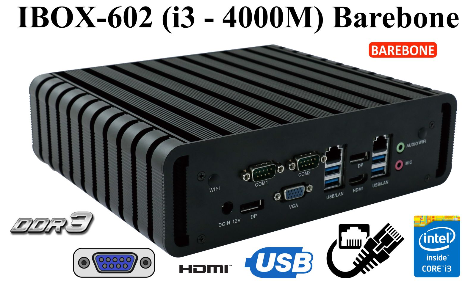 IBOX-602 - Industrial computer with a capacious SSD drive (2x Display Port + HDMI + VGA)