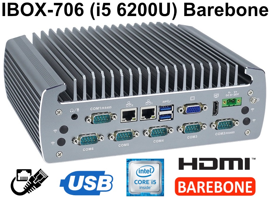 IBOX-706 (i5 6200U) - A fanless industrial computer with an Intel Core i5 processor