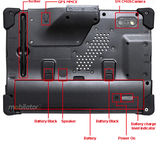 imobile ib - 8 tablet przemysowy GPS MMCX bateria kamera 5m mocny wzmocniony panel przemyslowy mobilator