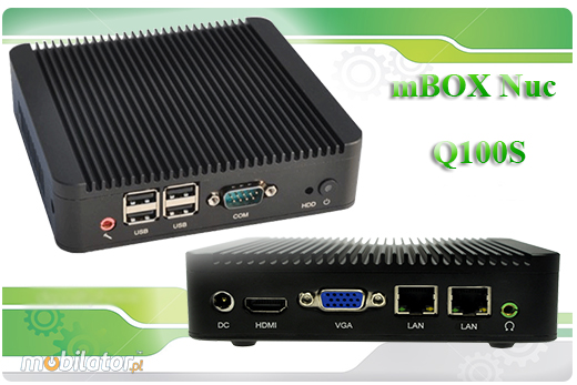 Industrial Fanless MiniPC mBOX Nuc Q100S