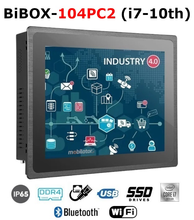 BiBOX-104PC2 (i7-10th) 2xLAN - Industrial PanelPC with modern i7-10510U processor with WiFi + Bluetooth module