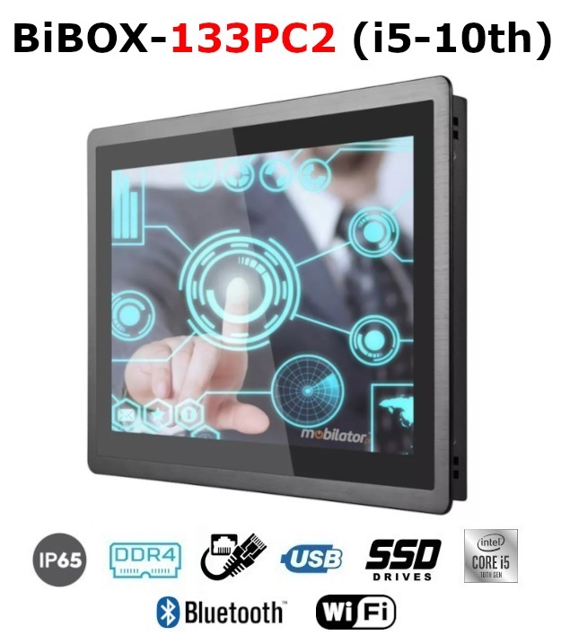 BiBOX-133PC2 (i5-10th) 2xLAN - Industrial PanelPC with modern i5-10210U processor with WiFi + Bluetooth module