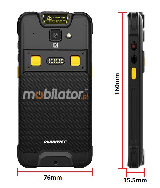 Chainway C66-PE v.1 rugged smartphone resistant comfortable stylish design BAREBONE