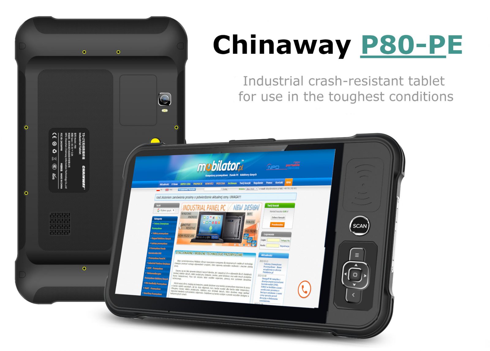 Chainway P80-PE v. 6- Industrial Tablet with special directionkeys, 2D and NFC barcode scanner