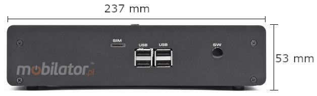 HyBOX TH55 dimensions of a small efficient specialized MiniPC with a good processor