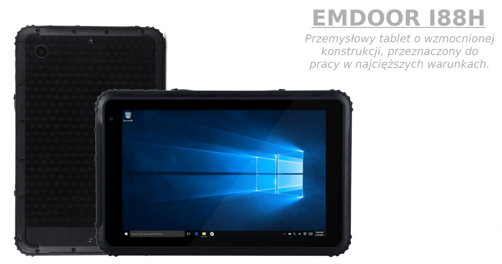 Emdoor I88H v.1 - Industrial 8-inch tablet with IP67 + MIL-STD-810G, Bluetooth, 4G module, 4GB RAM, 64GB ROM drive and Intel processor