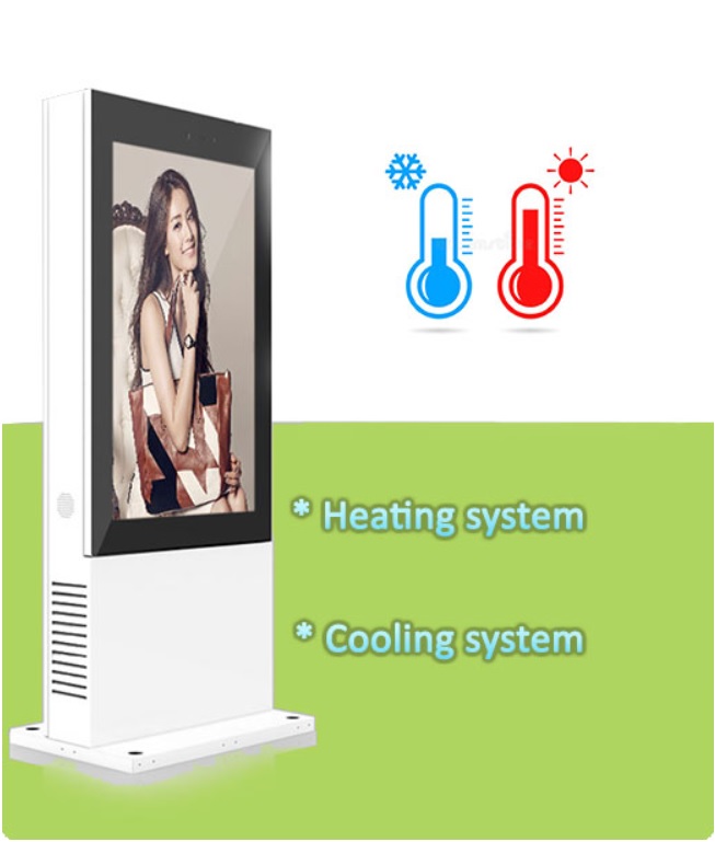 NoMobi Trex 65 inch Windows totem IP65 heating system air conditioning cooling system
