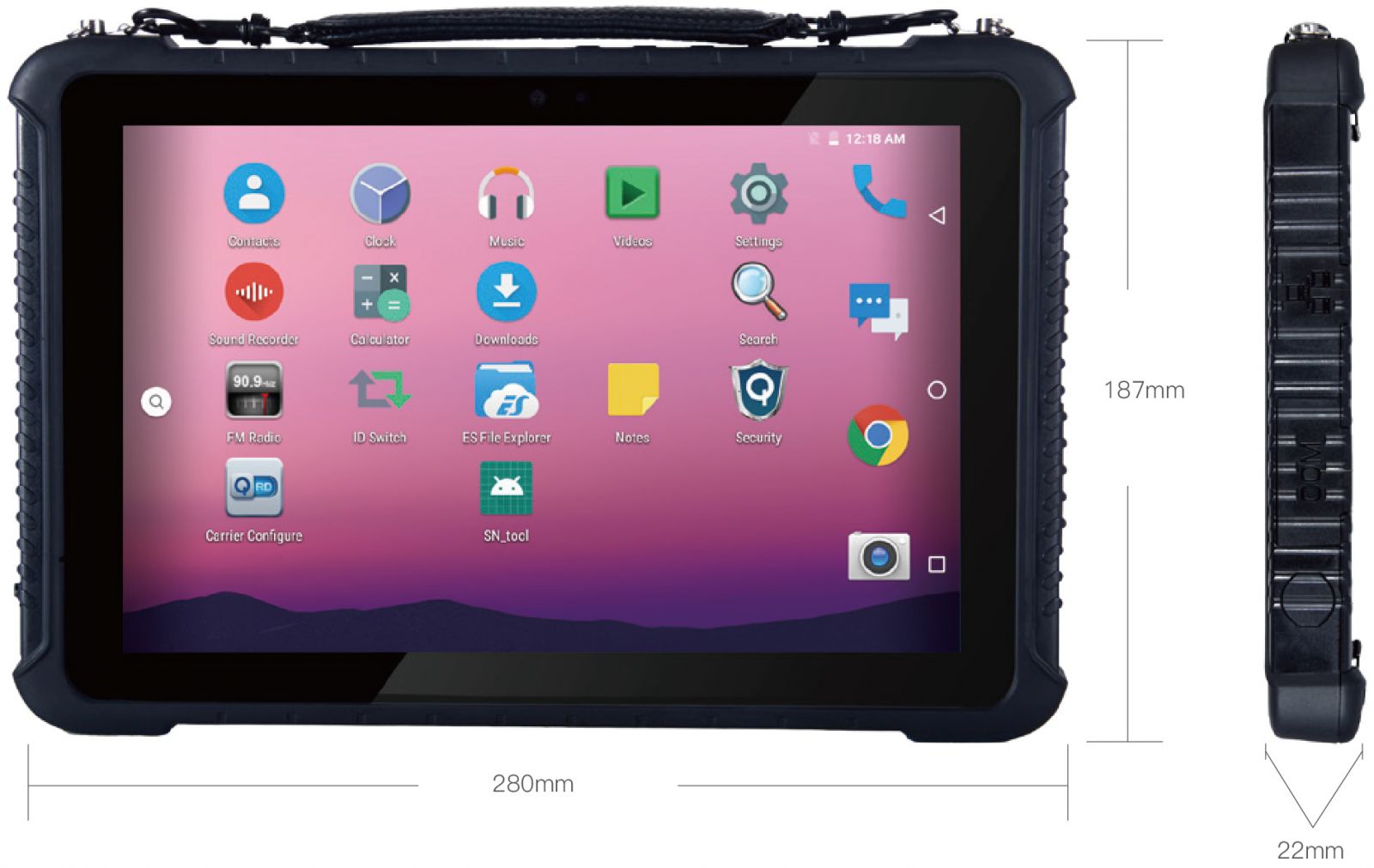 Industrial 10 inch tablet with Android 9.0, 4GB RAM memory, 64GB ROM, 4G and NFC disk - Emdoor Q16 v.1 