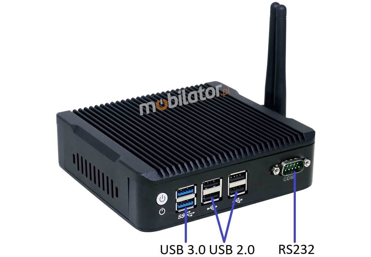 IBOX N5 v.2 - Industrial miniPC with 4x USB 2.0, 2x USB 3.0, 1x DP, 2x RJ-45 LAN, WiFI and BT, 4GB RAM and 64GB SSD connectors