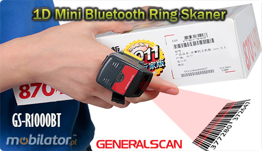  GS-R1000BT 1D Mini Bluet. Ring Skaner GENERALSCAN GS-R1000BT Skaner 1D Bezprzewodowy Bluetooth 2.0 Porczny piecie  Kompatybilny Windows Android IOS