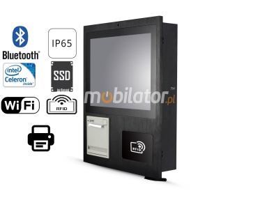 Reinforced Capacitive Industrial Panel PC with thermal printer 58mm and RFID LF -  MobiBOX J1900 15 v.LF 58