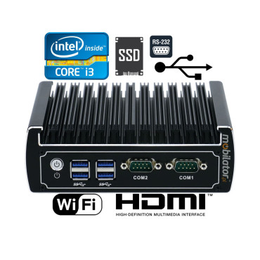 Resilient industrial mini computer with passive cooling IBOX-501 N15 i3-6100U v.3