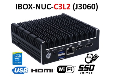 IBOX-NUC-C3L2 (J3060) v.2 - Mini industrial computer with fanless casing (2x LAN + WiFi module)