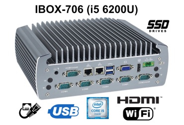 IBOX-706 (i5 6200U) v.1 - Robust fanless industrial computer with Wifi and SSD