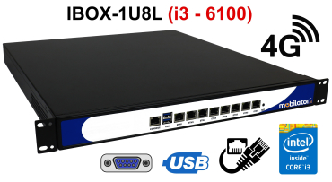 IBOX-1U8L (i3 - 6100) v.5 - Cabinet computer with rack mounting and 4G LTE technology