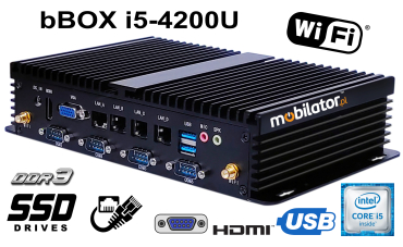 bBOX i5-4200U v.2 - Passively cooled industrial computer 4x LAN, 6x COM