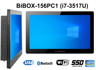 BiBOX-156PC1 (i7-3517U) v.8 - Industrial armored panel with IP65 resistance standard and WiFi with 128GB SSD license with Windows 10 PRO license
