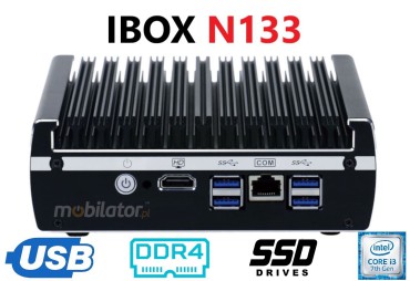 IBOX N133 v.2 - Industrial miniPC with 4x USB 3.0, 1x RJ-45 COM, 4GB RAM and 64GB SSD mSATA disk