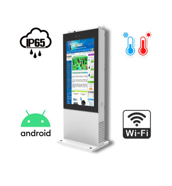 NoMobi Trex 65 v.6 - Adapted to work outdoors, touch totem with temperature control, vandal-proof with alarm, Android system