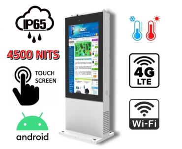 NoMobi Trex 65 v.10 - Outdoor dedicated totem with 65 '' 4500 nits touch display, theft resistant (approx.2.5 months delivery)