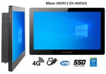 BiBOX-185PC2 (i3-4005U) v.4 - Rugged computer panel with IP65 (water and dust resistance) with 256 GB SSD disk, 4G technology 