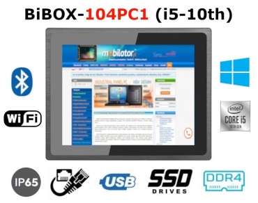 BiBOX-104PC1 (i5-10th) v.8 - Extremely durable industrial panel with a capacious SSD drive - 256 GB - WiFi, Bluetooth with Windows 10 PRO license and 8 GB RAM