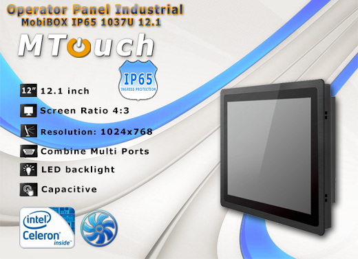 MTouch Operatorski Panel Przemyslowy MobiBOX IP65 1037U 12.1 Komputer panelowy Panel PC  Przemysowy komputer panelowy Ekran rezystancyjny 5 wire resistive wywietlacz 12.1 cali mobilator.pl New Portable Devices Windows RS-232 COM VGA HDMI Intel Celeron 