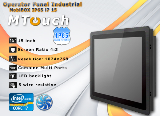 MTouch Operatorski Panel Przemyslowy MobiBOX IP65 i7 15 Komputer panelowy Panel PC  Przemysowy komputer panelowy Ekran rezystancyjny 5 wire resistive wywietlacz 15 cali mobilator.pl New Portable Devices Windows RS-232 COM VGA HDMI Intel i7-3517U