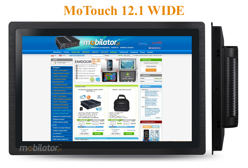 MoTouch 12.1 WIDE -  Industrial Monitor with IP65 on front cover capacitive 12.1 LED mobilator.pl New Portable Devices DVI VGA HDMI
