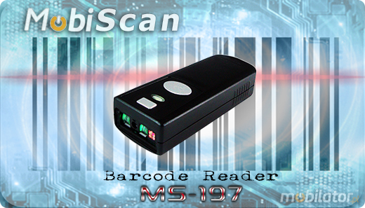 MobiScan MS197 Bluetooth 2.0 / 4.0 MOBISCAN MS-197 Scanner 1D LASER Wireless Bluetooth 2.0 Handy MobiSCAN  Kompatybilny Windows Android IOS mobilator.pl New Portable Devices Mobilne Barcode Reader MINI