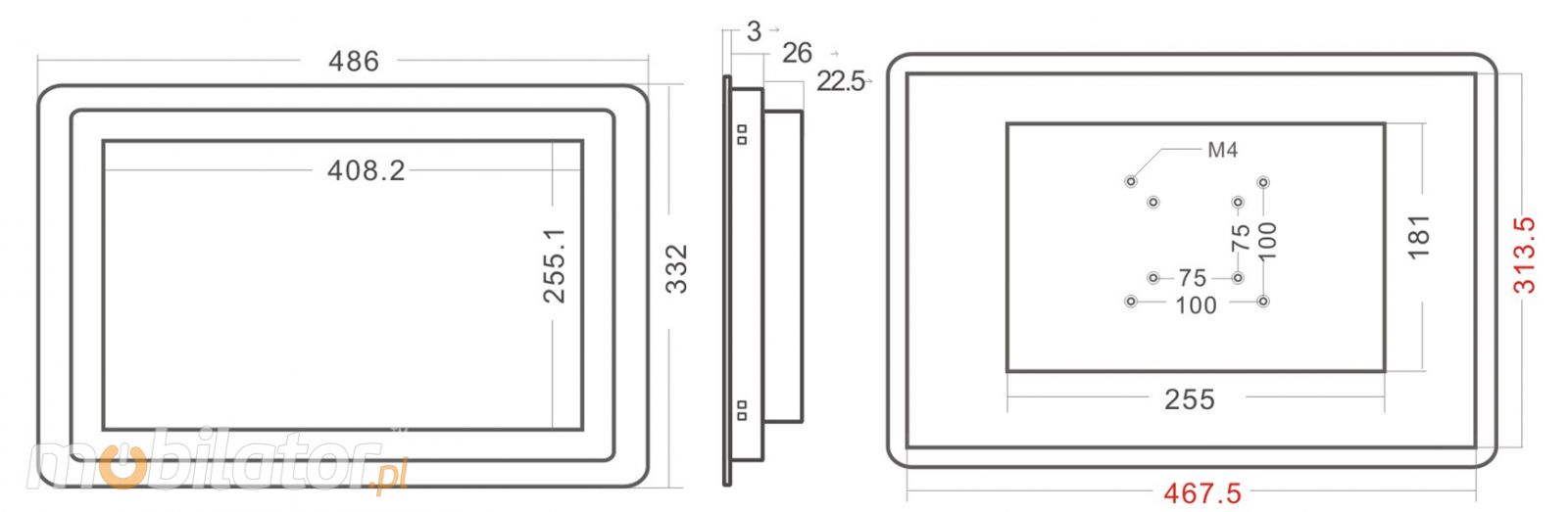 industrial panel pc durable resistant monitor lcd screen A64 Quad-core Cortex-A53 2G+8G Capacitive touch screen wifi IP65 for the front bezel mobilator poland