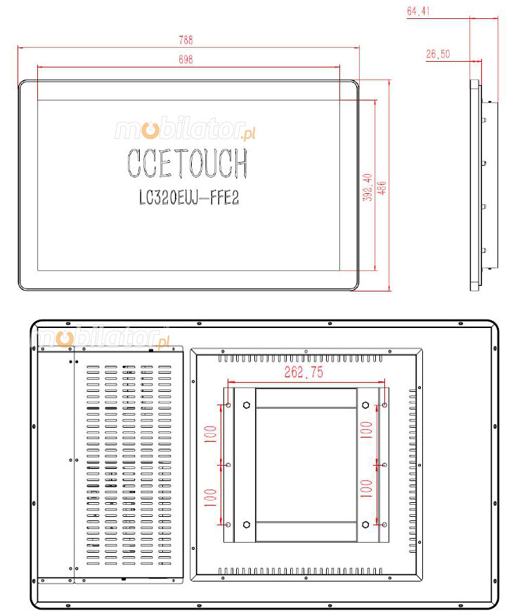 Mobilator CTPC032D102R big size Flat Design PCAP Fanless Touch PC, LED panel, 10 points touch screen, built-in WIFI, 12V DC input mobilator polska new ccetouch