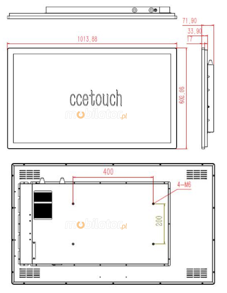 Mobilator CCETouch CTPC043R001D, LED panel, 10 points touch screen, built-in WIFI, 12V DC input mobilator polska new ccetouch