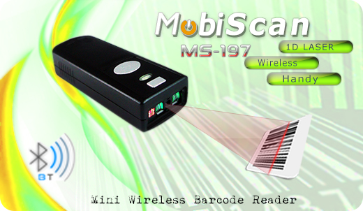 MobiScan MS197 Bluetooth 2.0 / 4.0 MOBISCAN MS-197 Scanner 1D LASER Wireless Bluetooth 2.0 Handy MobiSCAN  Kompatybilny Windows Android IOS mobilator.pl New Portable Devices Mobilne Barcode Reader MINI