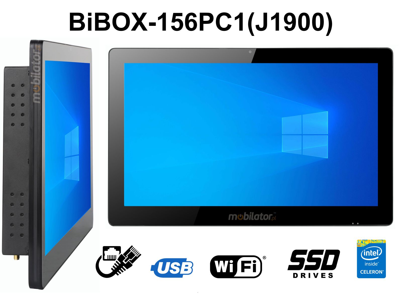 BiBOX-156PC1- Industrial panel computer with Wifi and IP65 resistance standard for screen (1xLAN, 6xUSB)