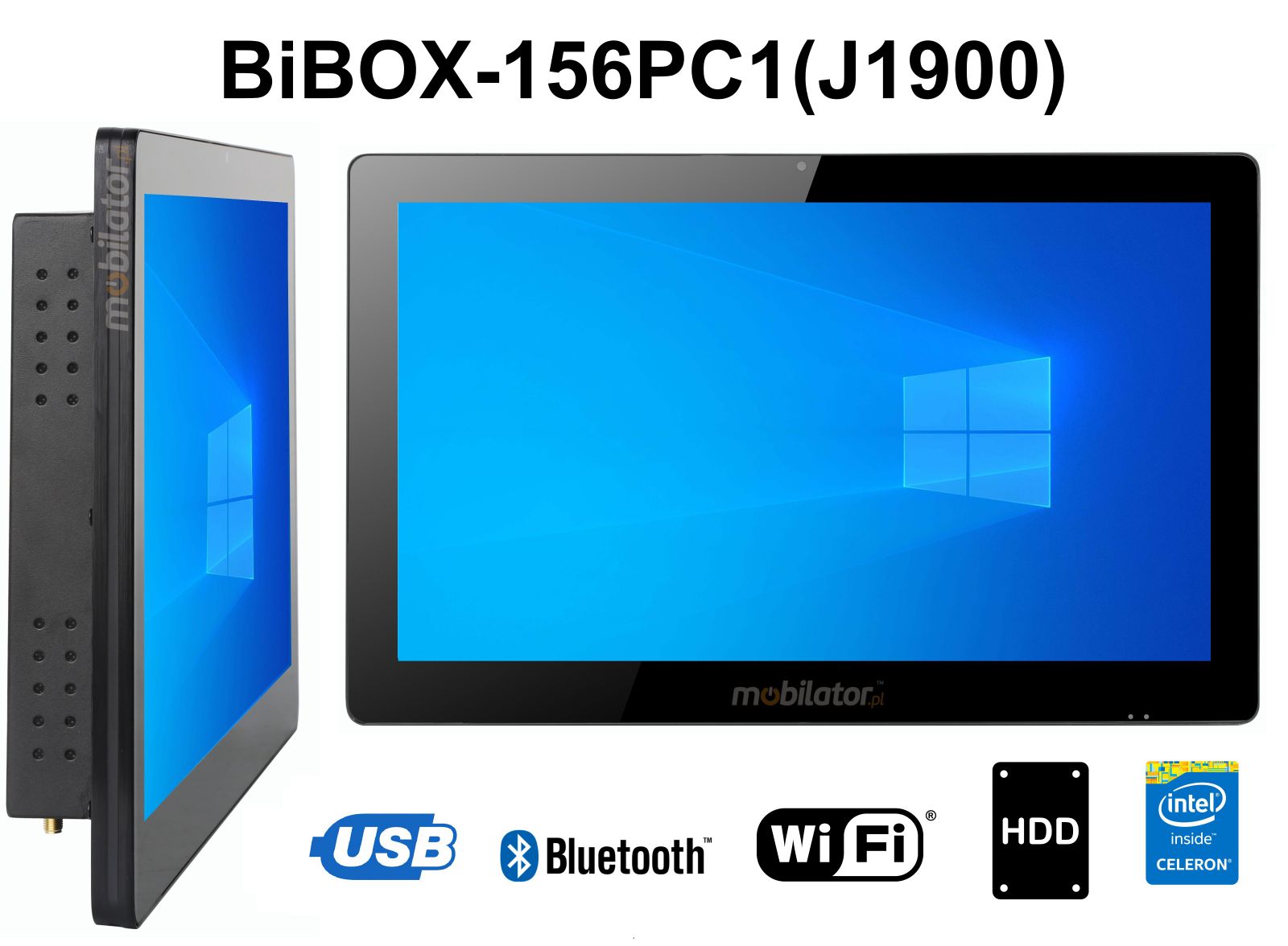BiBOX-156PC1- Industrial panel computer with Wifi and IP65 resistance standard for screen (1xLAN, 6xUSB)