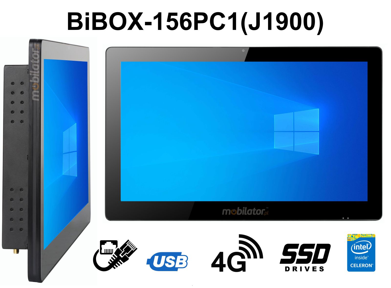 BiBOX-156PC1- Industrial panel computer with 4G and IP65 resistance standard for screen (1xLAN, 6xUSB)