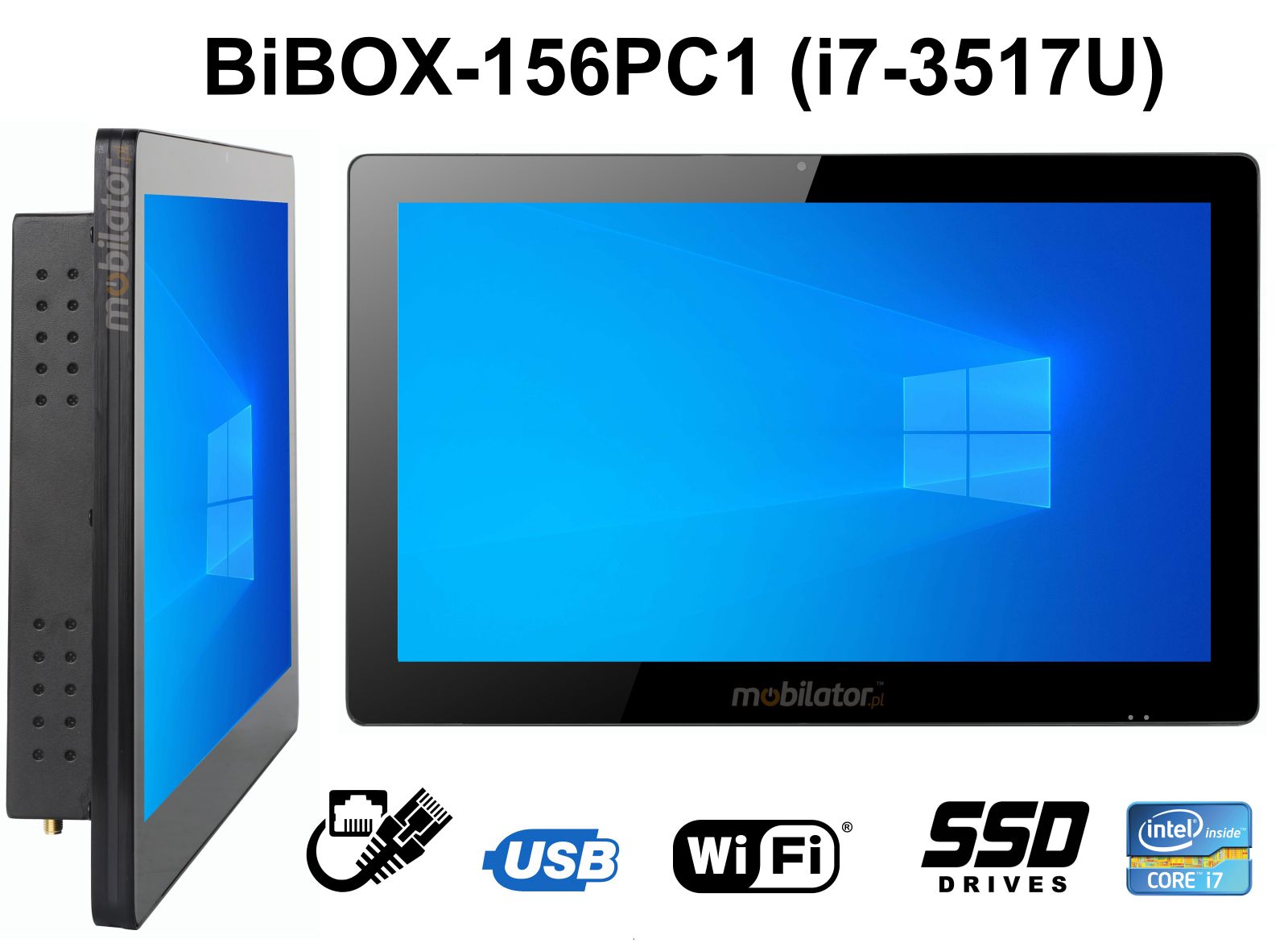 BiBOX-156PC1- Industrial panel computer with Wifi and IP65 resistance standard for screen (1xLAN, 6xUSB)