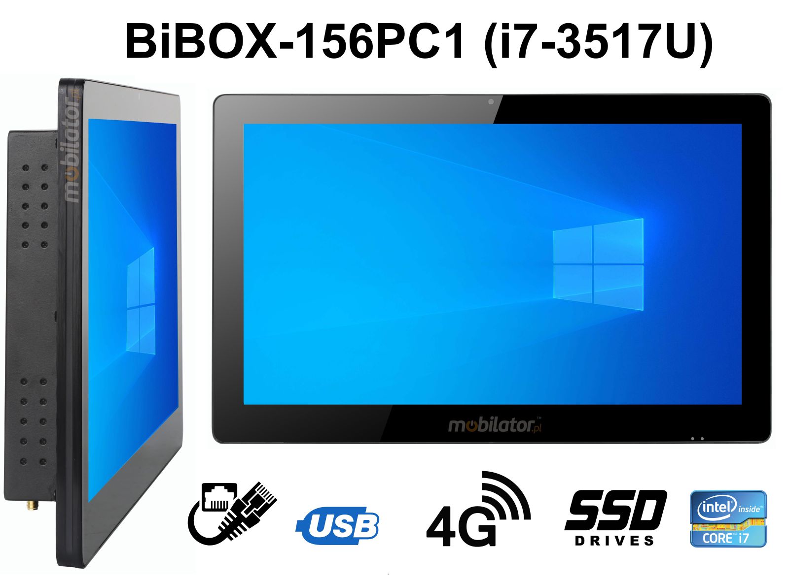 BiBOX-156PC1- Industrial panel computer with 4G and IP65 resistance standard for screen (1xLAN, 6xUSB)