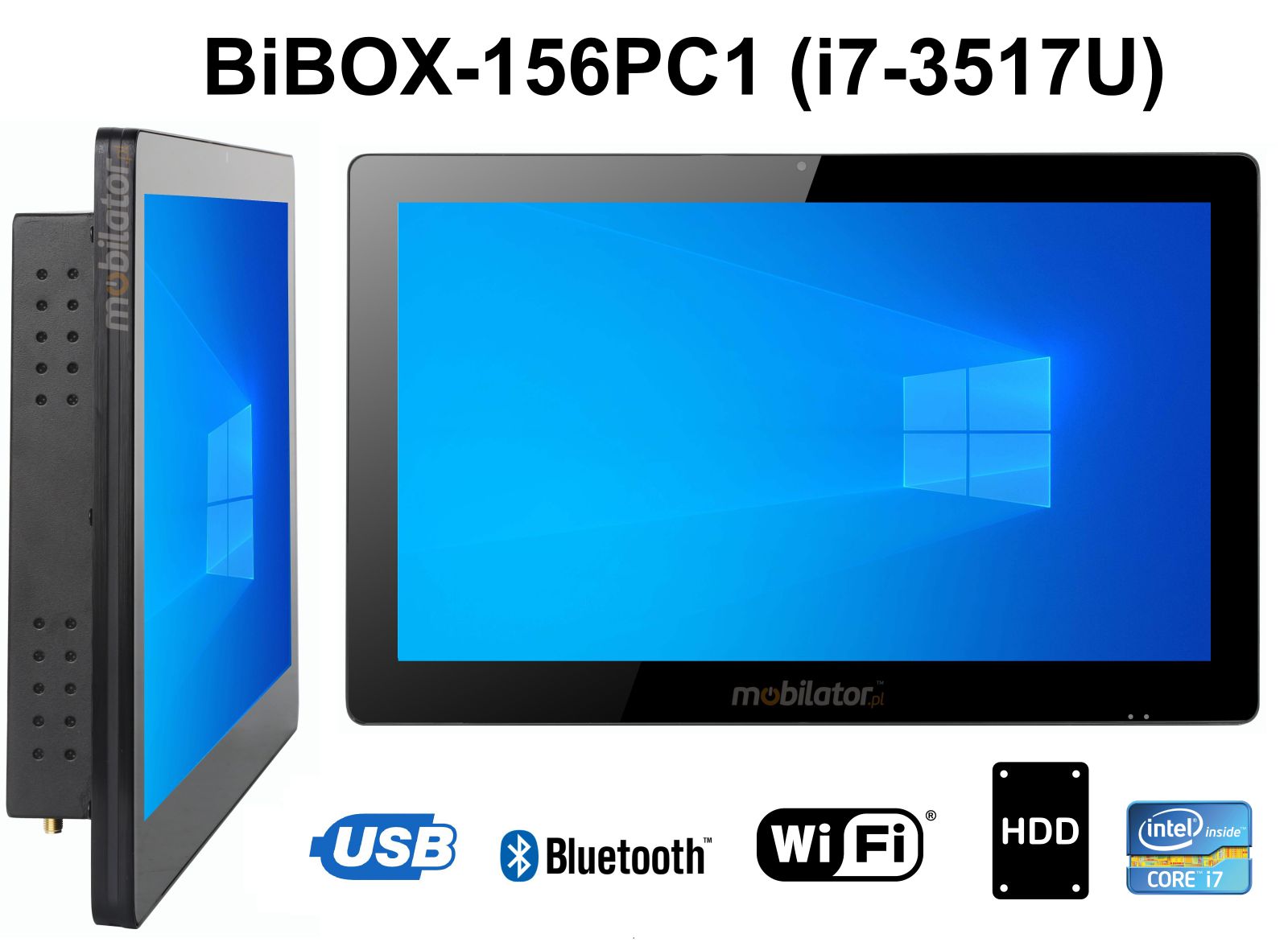 BiBOX-156PC1- Industrial panel computer with Wifi and IP65 resistance standard for screen (1xLAN, 6xUSB)