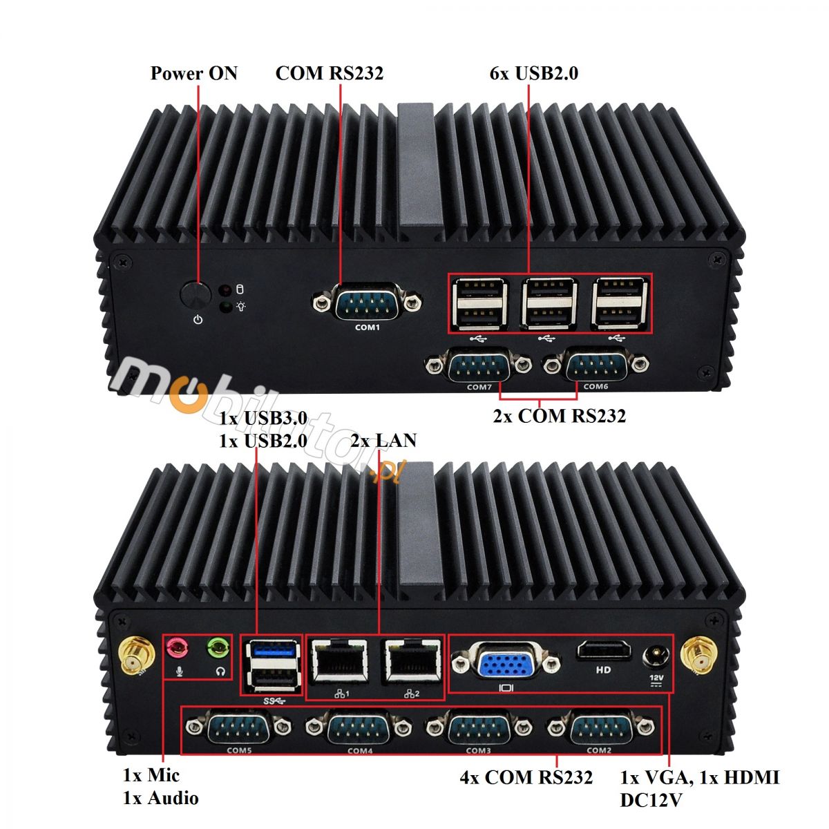 Proof Rugged Computer Industry Fanless MiniPC mBOX Q190X SSD WiFi