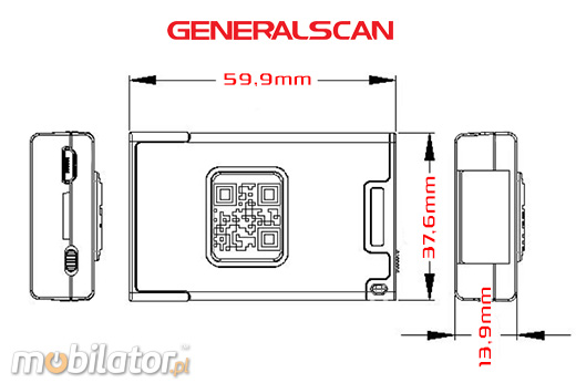 GENERALSCAN GS-M510BT-HIS Bluetooth 3.0 Generalscan Skaner 1D 2D CMOS Bezprzewodowy Bluetooth 3.0 Porczny Kompatybilny Windows Android IOS mobilator.pl New Portable Devices Mobilne Skanery kodw kreskowych MINI Barcode Scanner