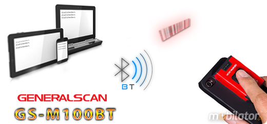 GENERALSCAN GS-M100BT Bluetooth 3.0 Generalscan Skaner 1D Laser Bezprzewodowy Bluetooth 3.0 Porczny Kompatybilny Windows Android IOS mobilator.pl New Portable Devices Mobilne Skanery kodw kreskowych MINI odporny IP53