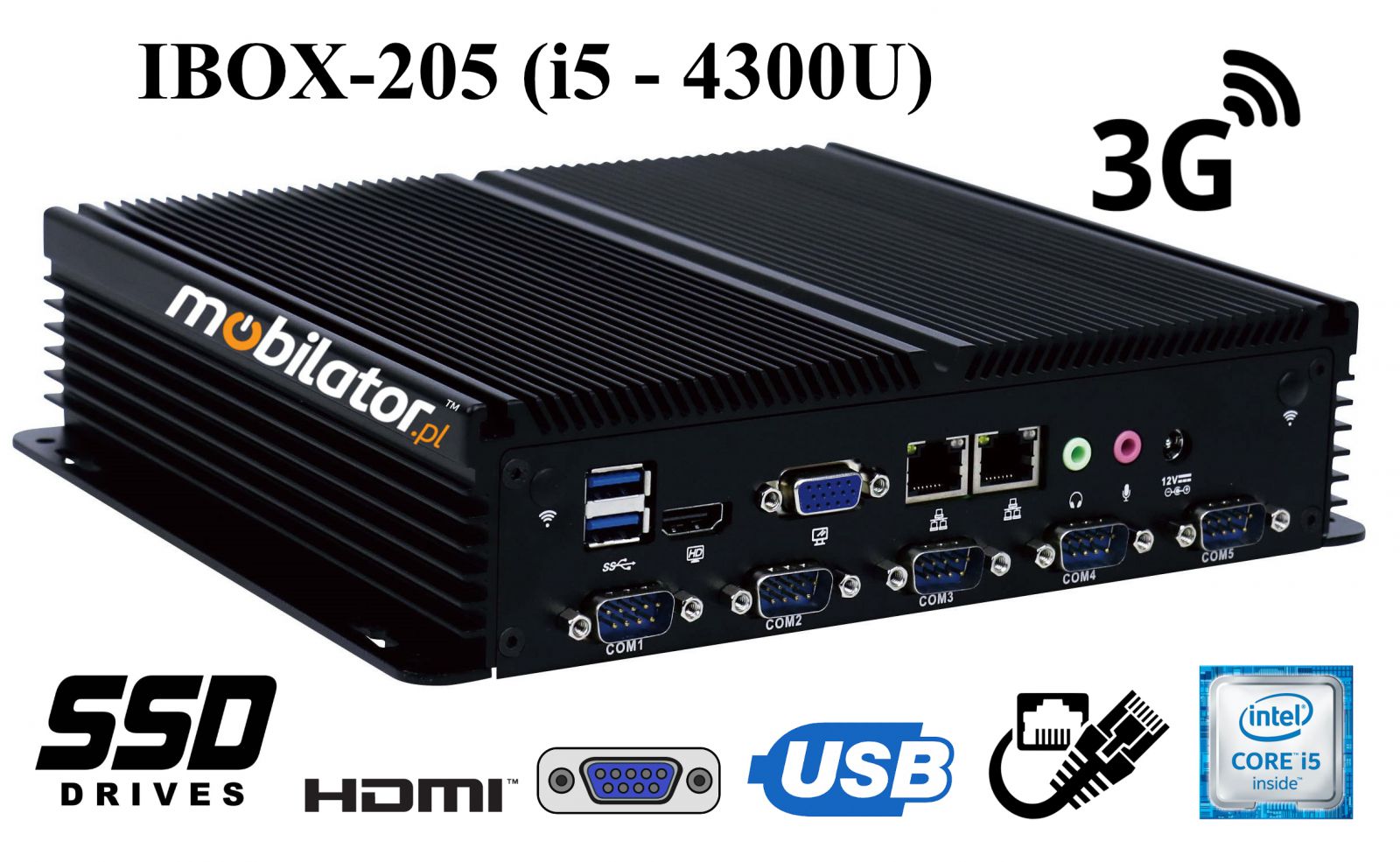 IBOX-205 Industrial computer for warehouse applications with WiFi 3G 4G 6x COM module