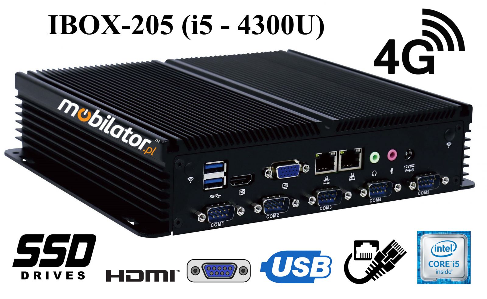 IBOX-205 Industrial computer for warehouse applications with WiFi 3G 4G 6x COM module