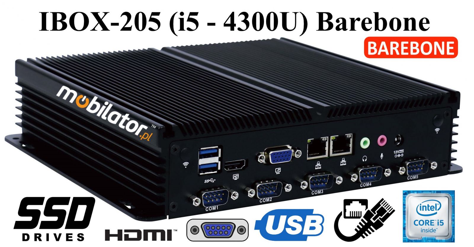 IBOX-205 Industrial computer for warehouse applications with WiFi 3G 4G 6x COM module